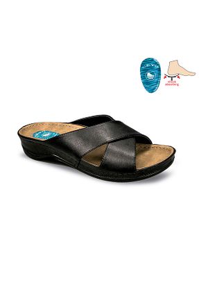 دمپائی مشکی زنانه چرم مصنوعی Ceyo - کد 3658602