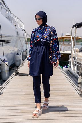 مایو حجاب سرمه ای زنانه میکروفیبر Minel - کد 940794550