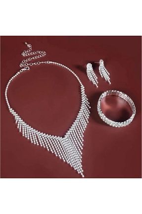 ست جواهر سفید زنانه رودیوم BEREN KILIÇ - کد 939304256