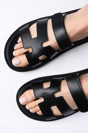 دمپائی مشکی زنانه چرم مصنوعی Mio Gusto - کد 738007425