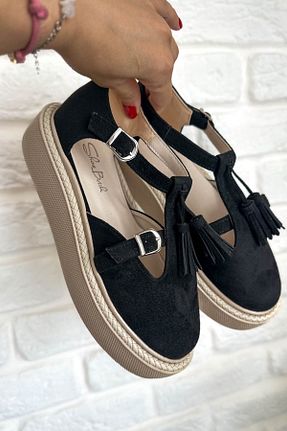 کفش اسنیکر مشکی زنانه بند دار Shoebutik - کد 940894297