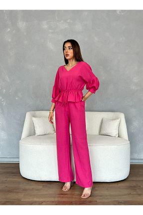 ست بالاتنه و پائین تنه صورتی زنانه بافتنی Nesil - کد 940857509