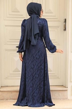 لباس مجلسی حجاب سرمه ای زنانه یقه ایستاده Neva Style - کد 830261703