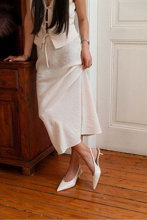 کفش پاشنه بلند کلاسیک بژ زنانه چرم مصنوعی NİŞANTAŞI SHOES - کد 917810539