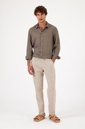 شلوار قهوه ای مردانه کتان VENA - کد 834253183