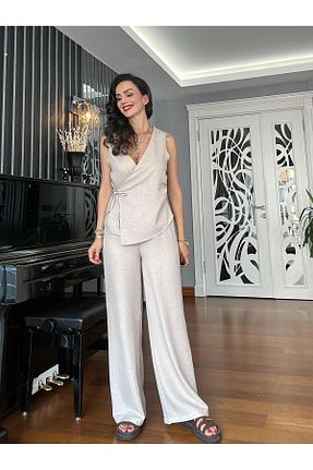 ست بالاتنه و پائین تنه بژ زنانه بافتنی Atelier Derin - کد 940902291