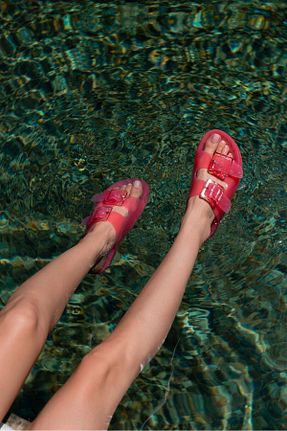 دمپائی صورتی زنانه پاشنه تخت NİŞANTAŞI SHOES - کد 903212885