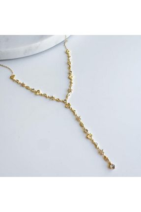 گردنبند جواهر زرد زنانه برنجی MOD10 - کد 940379346