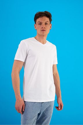تیشرت سفید مردانه یقه هفت VENA - کد 830685451