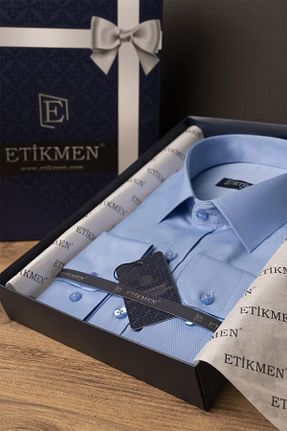 پیراهن آبی مردانه اسلیم فیت Etikmen - کد 156310642