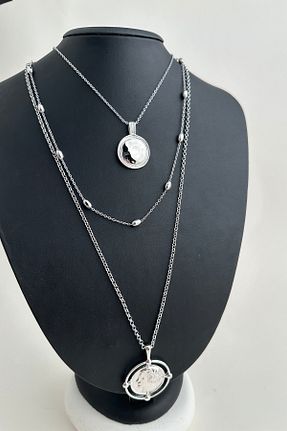 گردنبند جواهر سفید زنانه روکش نقره Modex - کد 3749917
