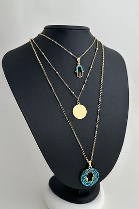 گردنبند جواهر طلائی زنانه روکش طلا Modex - کد 258359158