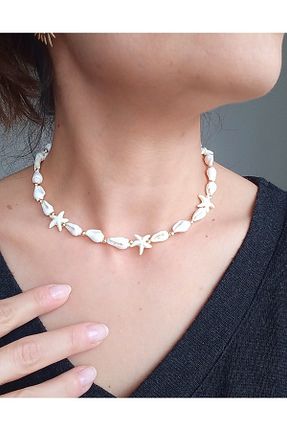 گردنبند جواهر سفید زنانه پوسته BNGaksesuar - کد 847908081
