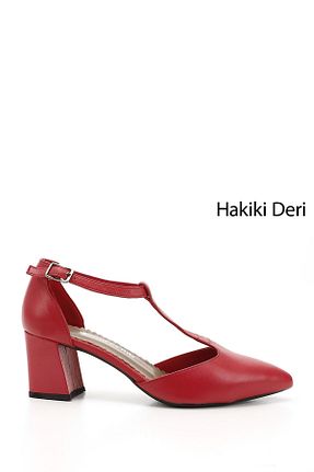 کفش استایلیتو قرمز پاشنه ضخیم GÖNDERİ(R) - کد 823238097