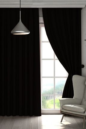 پرده زمینه مشکی ساتن Perde Pendik - کد 852244243