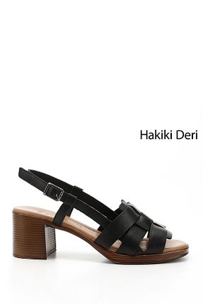 صندل مشکی زنانه پاشنه ضخیم GÖNDERİ(R) - کد 819603423