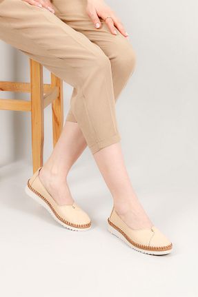 کفش کژوال بژ زنانه چرم خالص GÖNDERİ(R) - کد 811962235