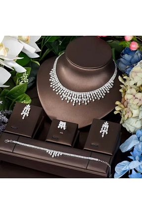 ست جواهر سفید زنانه 4 تایی VİYA - کد 920005286