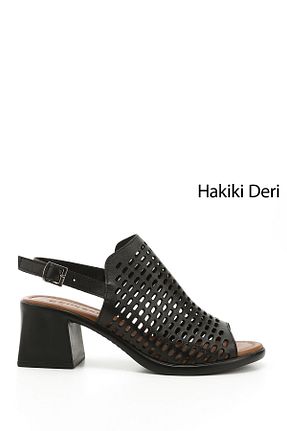 صندل مشکی زنانه پاشنه ضخیم GÖNDERİ(R) - کد 684485105
