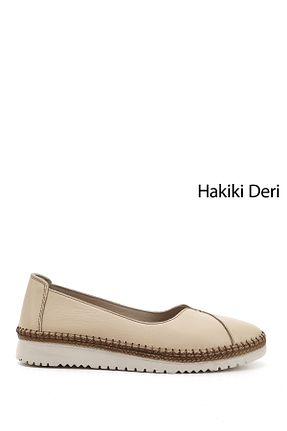 کفش کژوال بژ زنانه چرم خالص GÖNDERİ(R) - کد 811962235