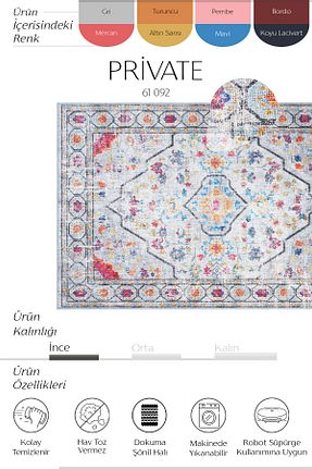 فرش طوسی قابل شستشو Cool Halı - کد 905717527