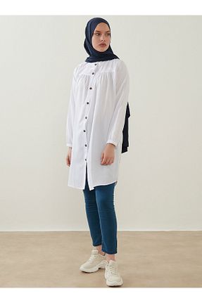 تونیک حجاب سفید زنانه پنبه ای Por La Cara - کد 87989195