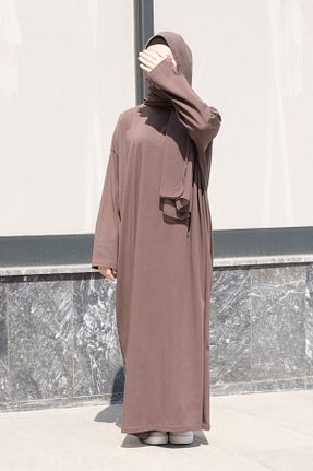 لباس حجاب قهوه ای زنانه اورسایز Vauva - کد 933264148