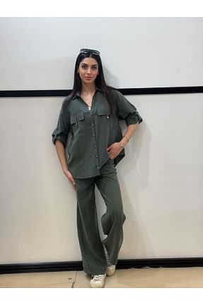 ست بالاتنه و پائین تنه خاکی زنانه بافتنی EGZOTİK ASORTİK - کد 905345904
