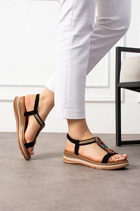 صندل مشکی زنانه پاشنه پر MERVESTORE - کد 831396542