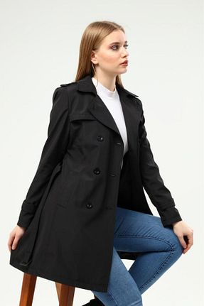 ترنچکت سایز بزرگ مشکی زنانه پلی استر Jamila - کد 188562073