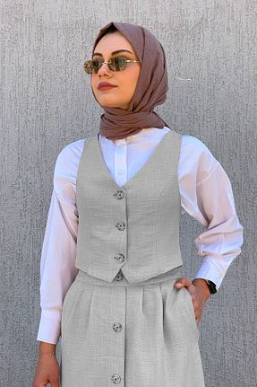 ست بالاتنه و پائین تنه حجاب طوسی زنانه رگولار AYBER - کد 938508479