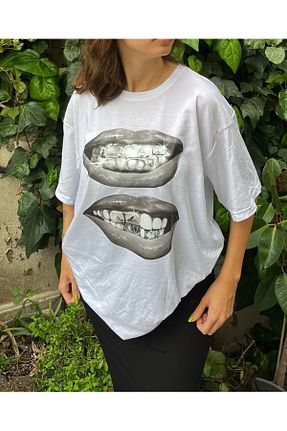 تیشرت سفید زنانه اورسایز TRENDPUNKY - کد 899223156