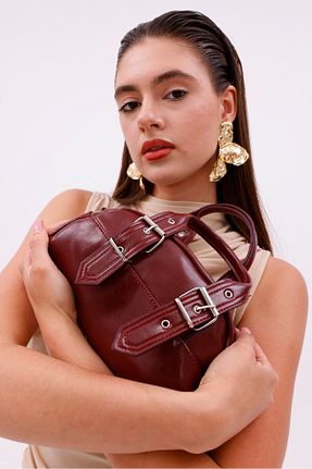 کیف دوشی زرشکی زنانه چرم مصنوعی truvalıhelen - کد 939341936
