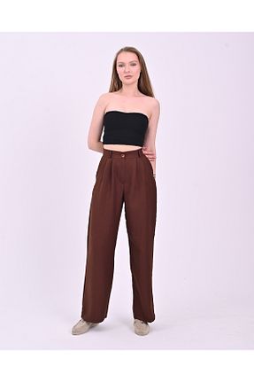 شلوار قهوه ای زنانه کتان polle - کد 847350211