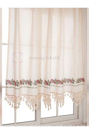 پرده زمینه قرمز کتان TUNCAY TEKSTİL - کد 69587205