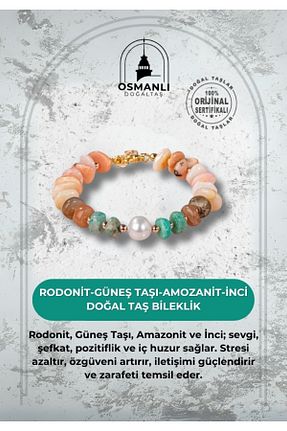 دستبند جواهر صورتی زنانه سنگ طبیعی OSMANLI DOĞAL TAŞ - کد 676283669