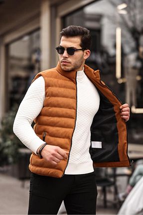 جلیقه قهوه ای مردانه اسلیم Mero Life - کد 806159918