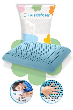 بالش آبی پلی استر ویسکوز پنبه Viscofoam - کد 753777586