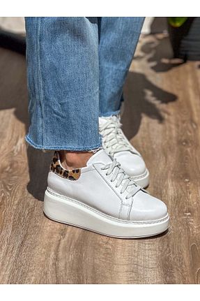 کفش اسنیکر سفید زنانه چرم اصل SİBA SHOES - کد 893725078