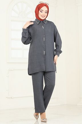 ست بالاتنه و پائین تنه حجاب طوسی زنانه Relaxed Modaselvim - کد 854552575