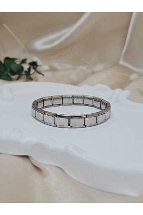 دستبند استیل (فولاد) طوسی زنانه استیل (فولاد) ZEYM - کد 938878025