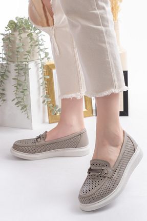 کفش کژوال بژ زنانه چرم خالص Dericalle shoes - کد 935740910
