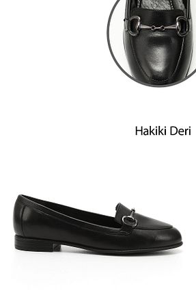 بابت مشکی زنانه چرم خالص GÖNDERİ(R) - کد 93689258