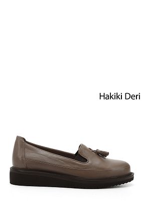 بابت قهوه ای زنانه چرم خالص GÖNDERİ(R) - کد 415773894
