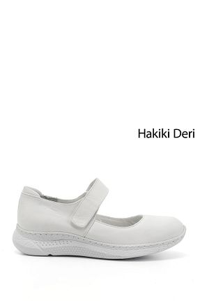 کفش کژوال سفید زنانه چرم خالص GÖNDERİ(R) - کد 924376494
