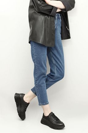 کفش اسنیکر مشکی زنانه چرم اصل GÖNDERİ(R) - کد 204928269