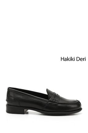 کفش لوفر مشکی زنانه چرم خالص GÖNDERİ(R) - کد 68173130