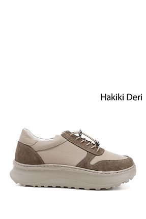 کفش اسنیکر بژ زنانه چرم اصل GÖNDERİ(R) - کد 906173862