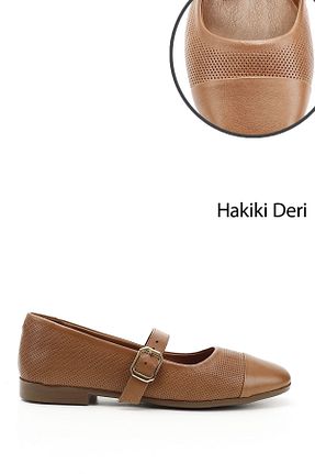 بابت قهوه ای زنانه چرم خالص GÖNDERİ(R) - کد 904958918