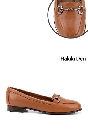 بابت قهوه ای زنانه چرم خالص GÖNDERİ(R) - کد 98525431